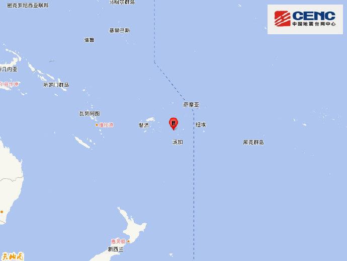 斐济群岛发生62级地震震源深度300千米