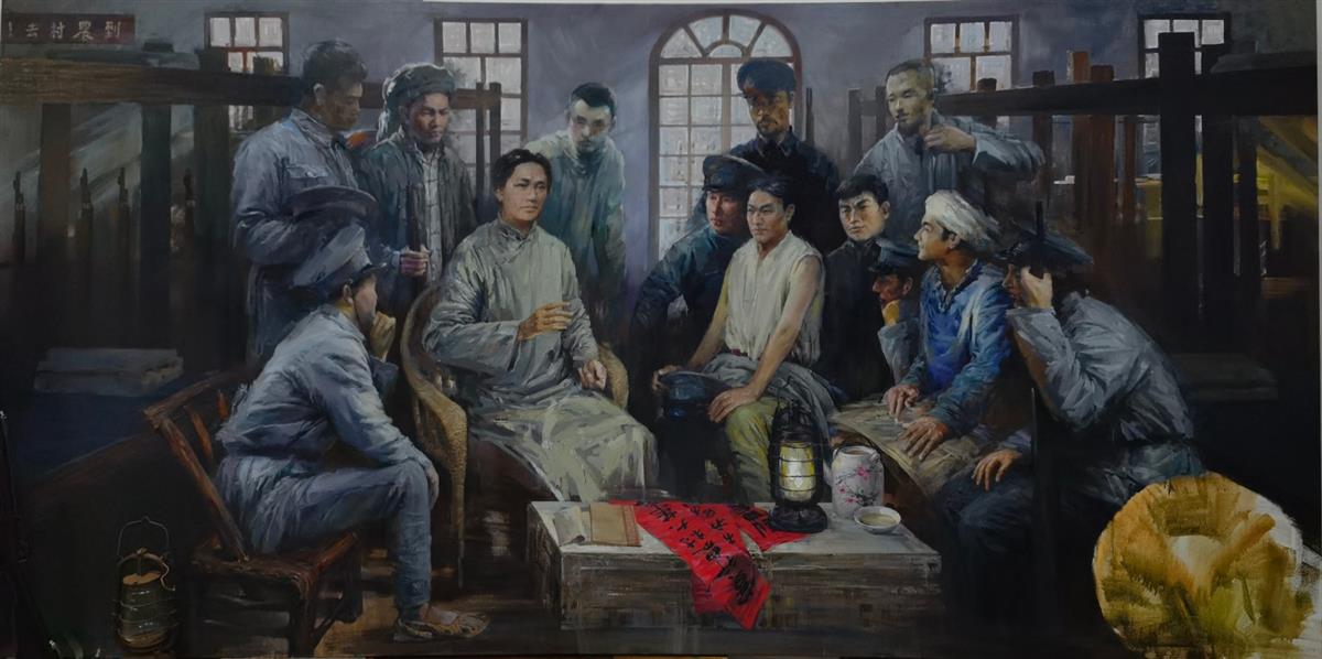 百年建党绘画题目,建党手绘图片 永远的旗帜| 建党百年湖北党史重大题材美术作品文献展开展