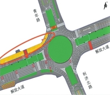 航空路一层环岛周末打开护栏两天 司机有点不适应交管部门仍在微调