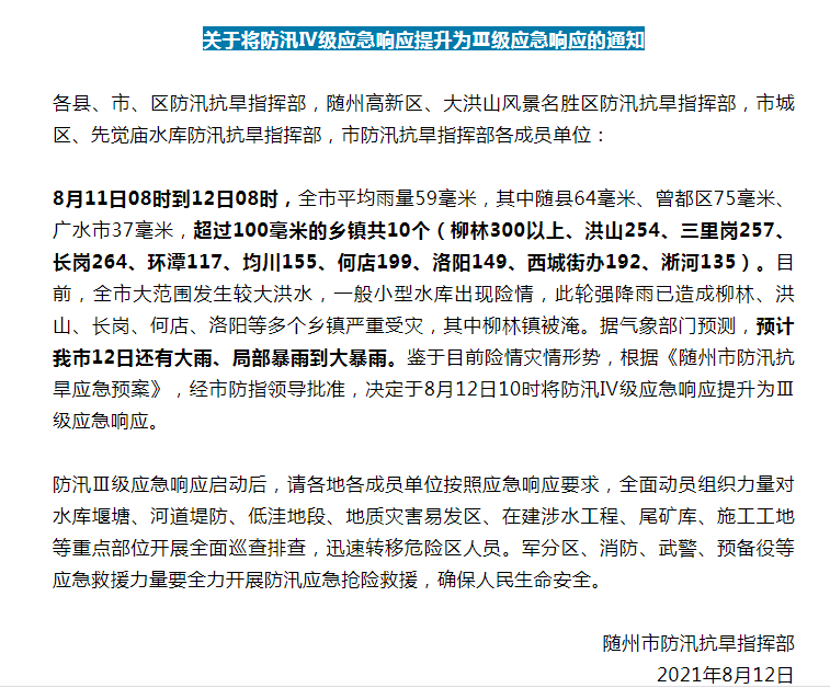 随州部分乡镇遭遇特大暴雨，抢险救援正在进行(图3)