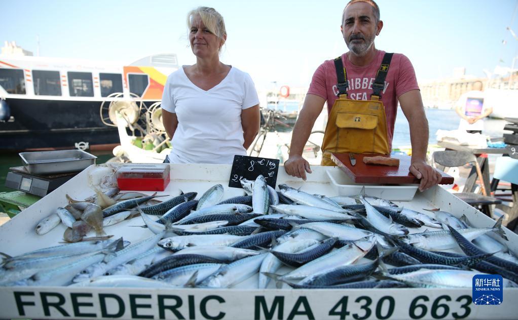 9月6日,摊主在法国马赛老港的鱼市静待顾客.