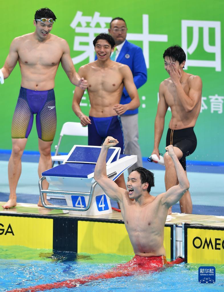 全运会-游泳男子4x200米自由泳接力决赛:联合队获得冠军