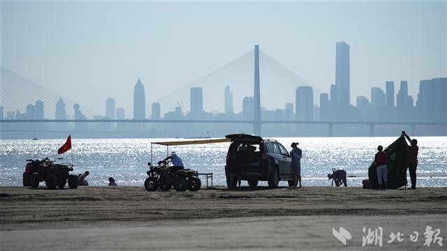 武汉天兴洲吸引众多游客自驾游玩