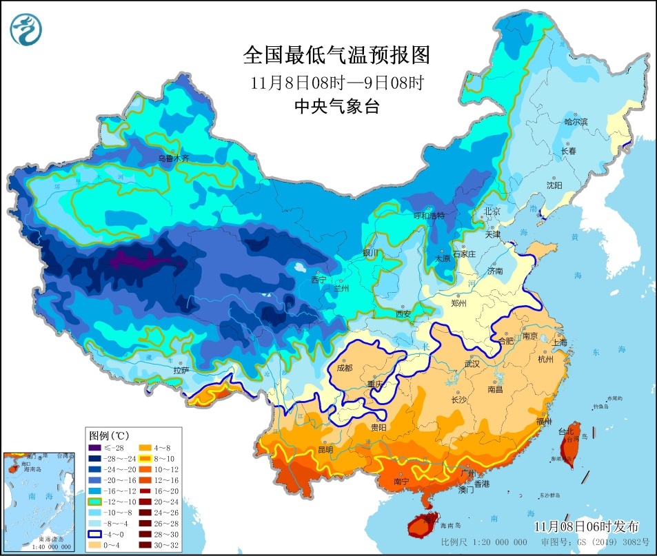 中央气象台发布寒潮蓝色预警