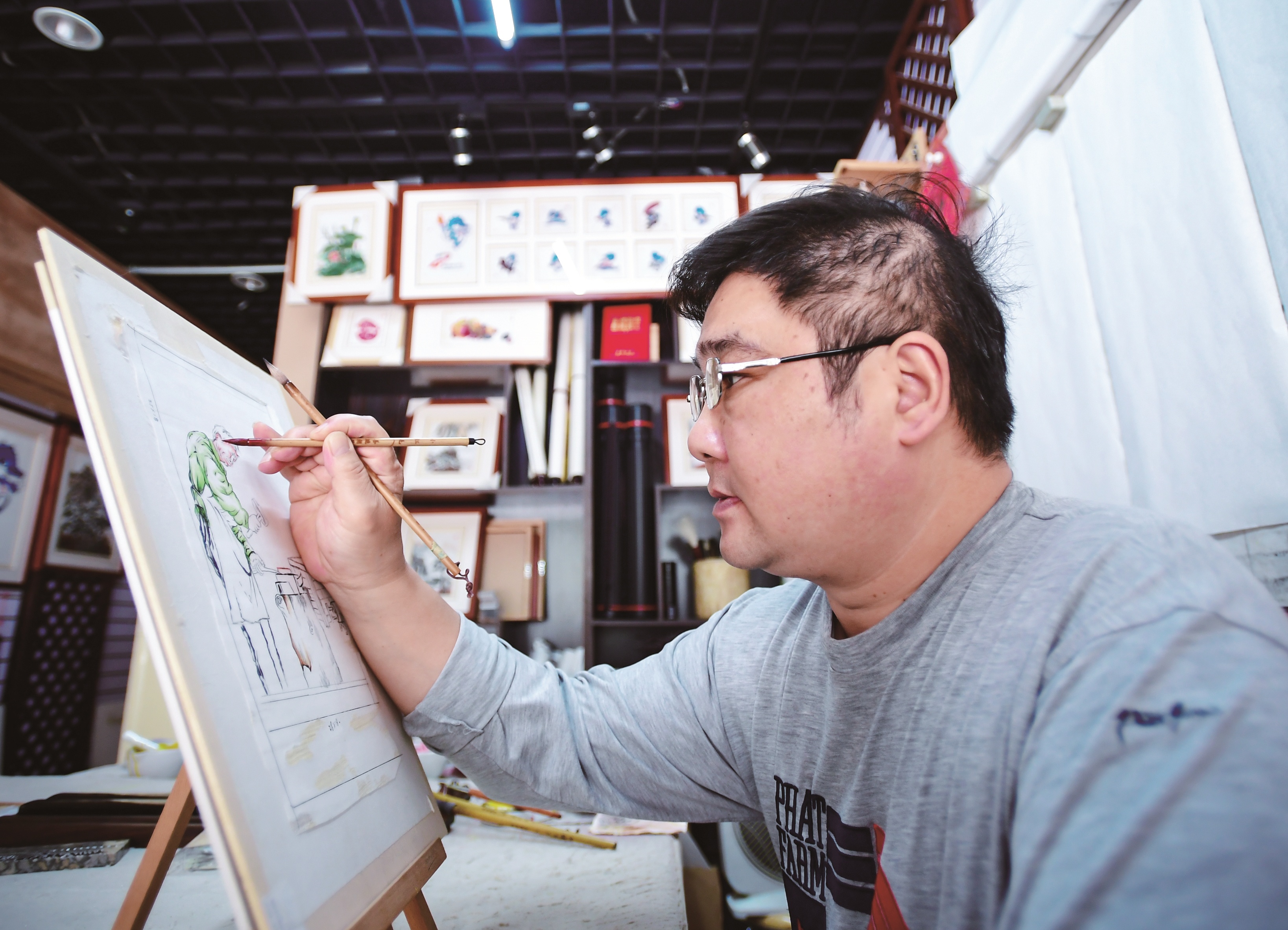 建党100周年水彩画4开,爱国红色主题的水彩画 既有军运会吉祥物,张之洞画像,一堂和气,建党100周年,抗疫必胜,江汉关