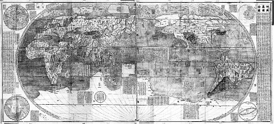 利玛窦于1602年在北京绘制的《坤舆万国全图》.