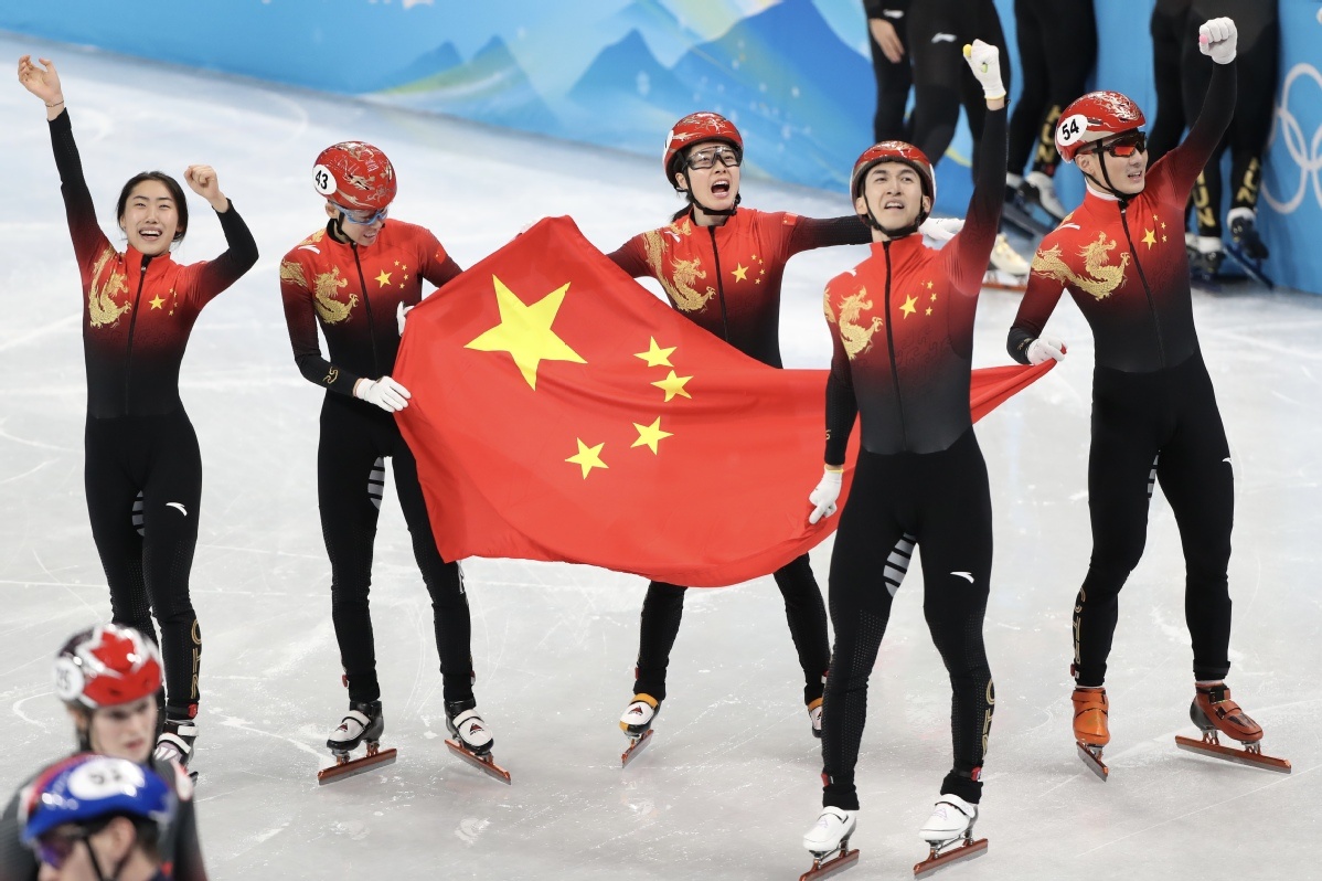 张威)2022年2月5日,在首都体育馆举行的北京2022年冬奥会短道速滑项目