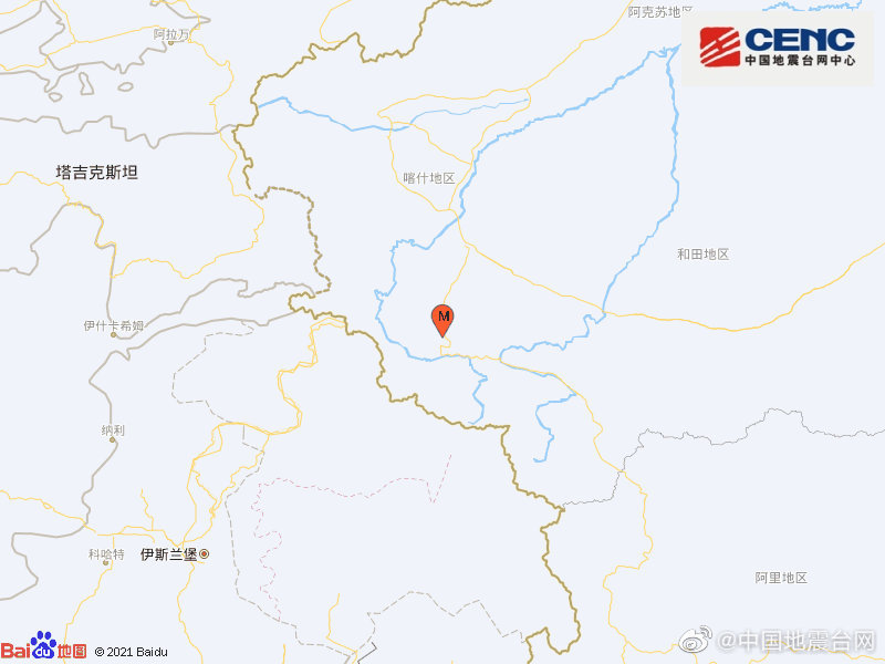 新疆喀什地区叶城县发生31级地震震源深度90千米