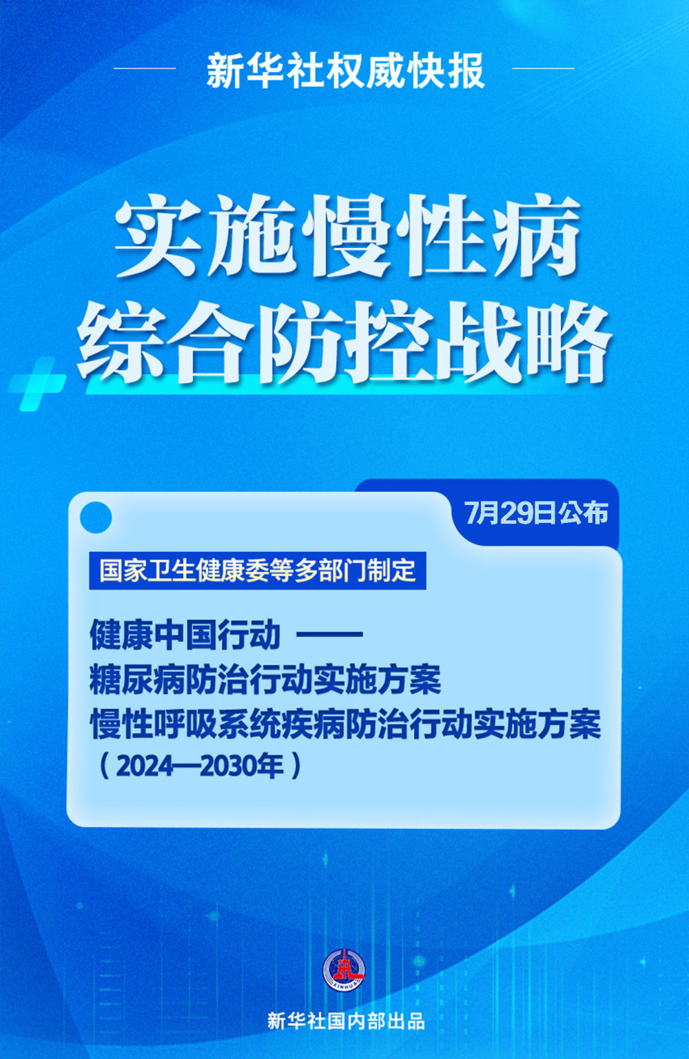 新华社权威快报｜糖尿病、慢性呼吸系统疾病防治行动实施方案（2024—2030年）公布