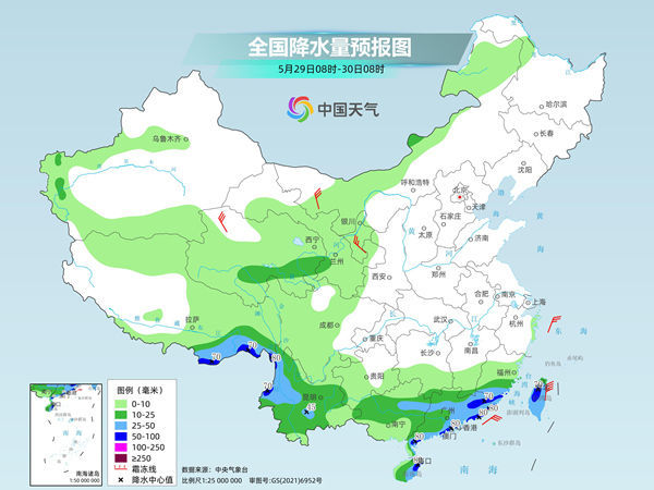 南部的大雨倾向于北部的热量，而中部和东部地