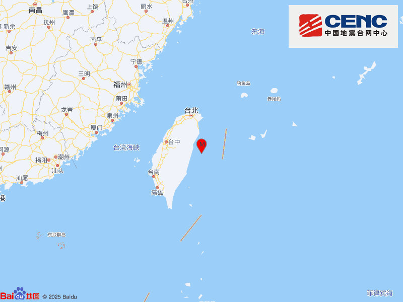 台湾花莲县海域产生5.7级地震