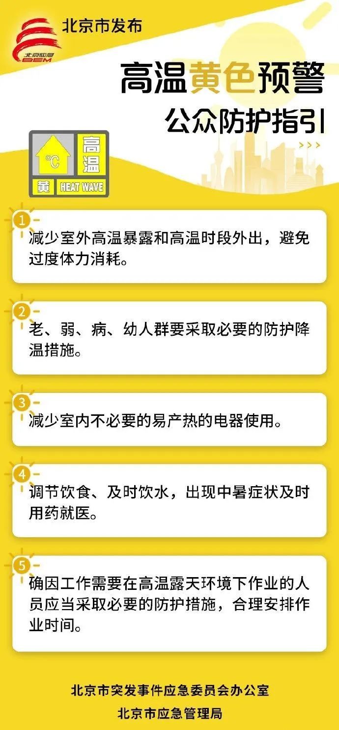 北京市发布高温黄色预警
