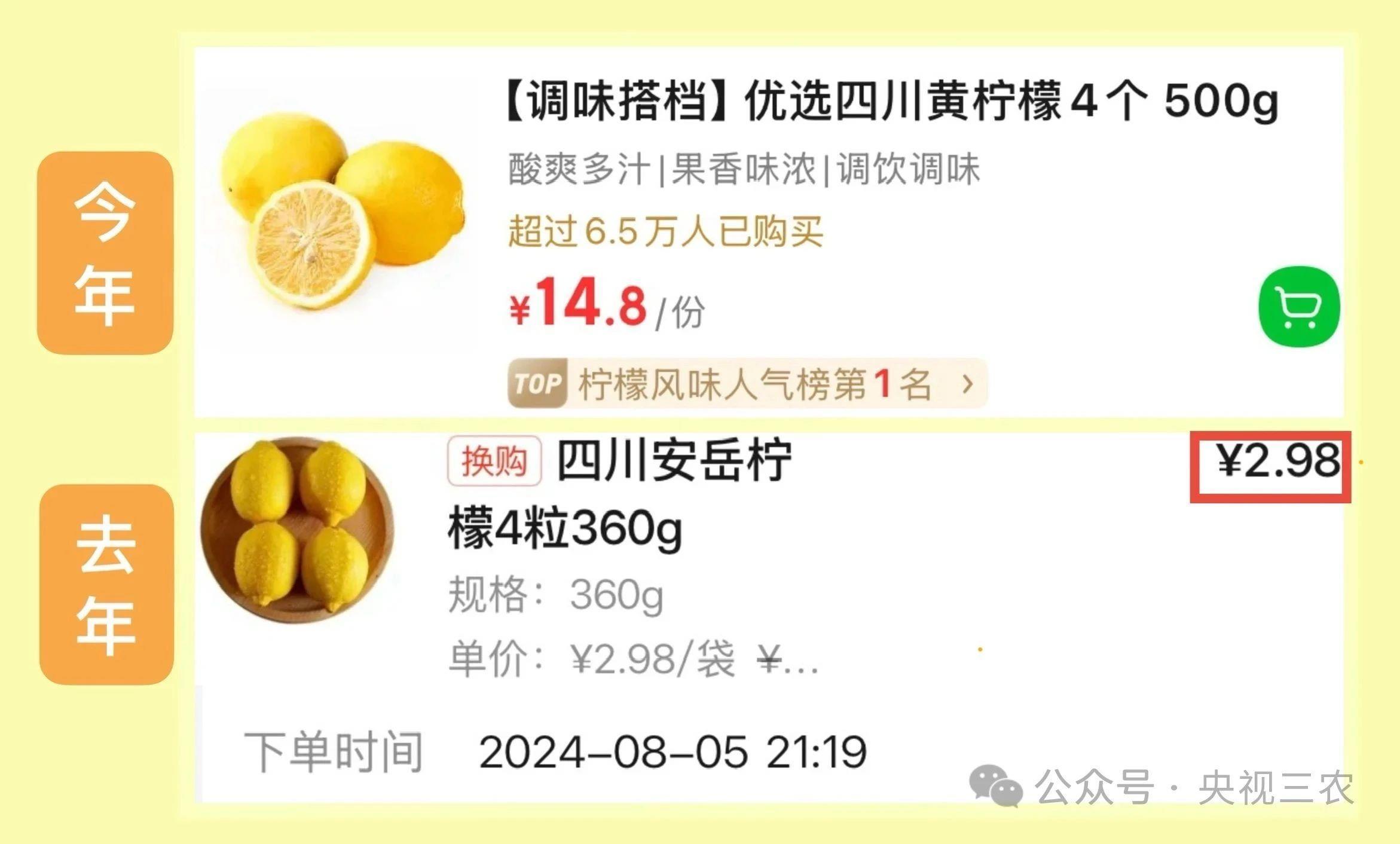 柠檬的价格上涨了5次！柠檬水价值约20元
