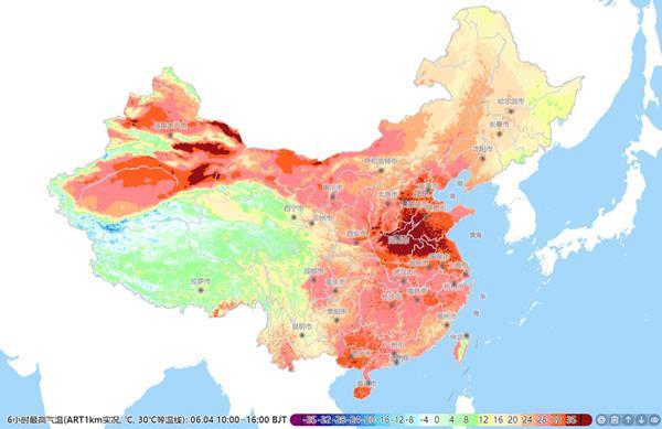 气温实况图热到发红！多地地表温度超60℃