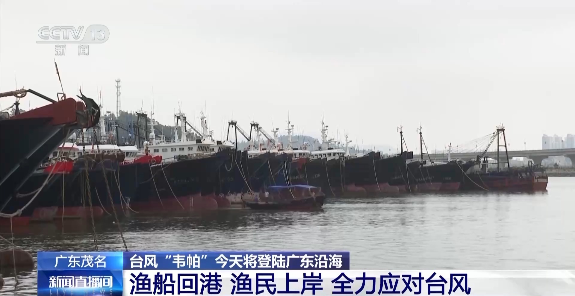 台风“魏帕”接近，塔尚（Taishan）有500多艘渔船