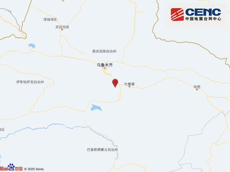 新疆吐鲁番市托克逊县产生4.4级地震 震源深度20千米