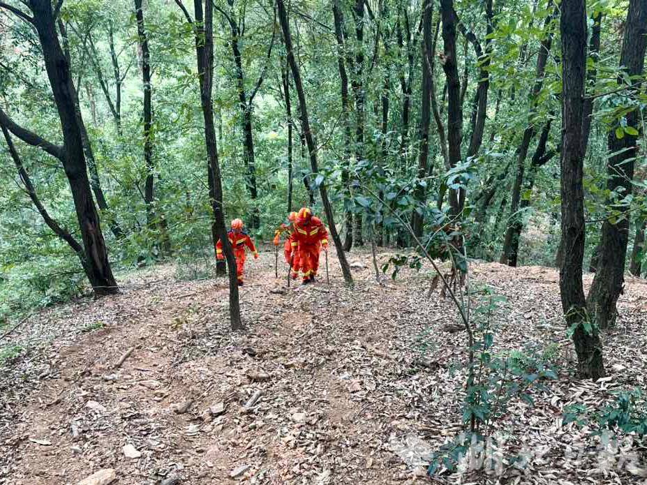 一名徒步的女人被打破并被困在山上。 119和120去