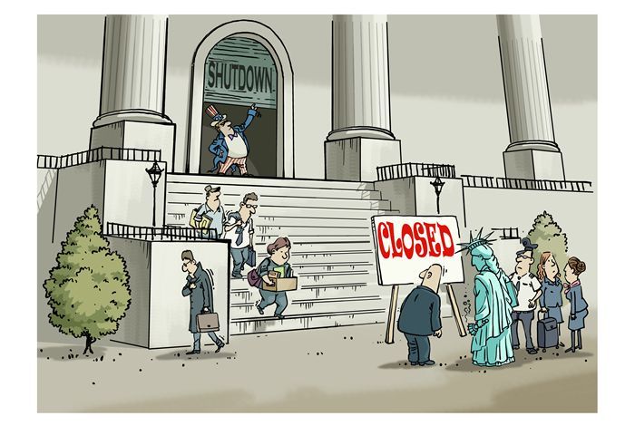 漫画评论：美国政府关门：“生意停止了”