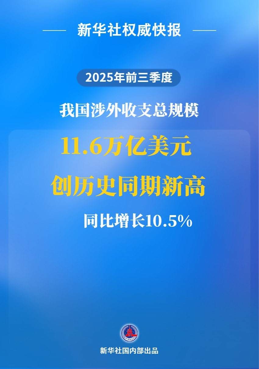 前三季度，我国涉外收入和支出总额超过11万亿美