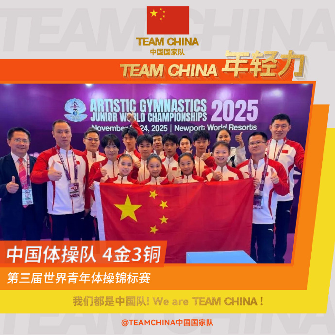 祝贺！体操世青赛中国队获4金3铜，位列金牌榜首位