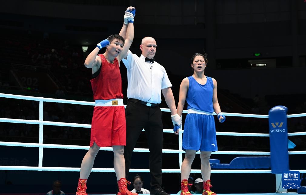 全国运动会|拳击-女子60公斤级四分之一决赛：杨文璐晋级