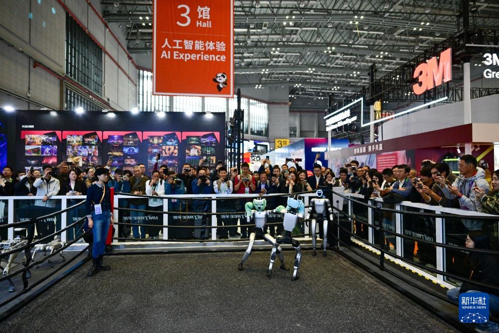 第八届进博会丨人形机器人格斗表演亮相进博会