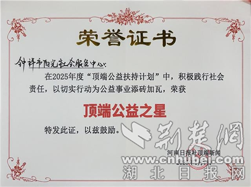  钟祥市阳光社工中心获评“顶端公益之星”