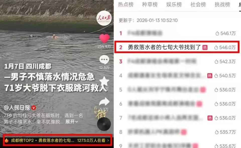 “救人命比什么都重要”!71岁大爷冬日跳河救人