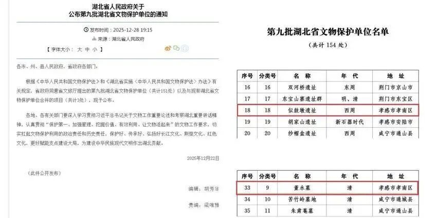孝南区新增两处省级文物保护单位