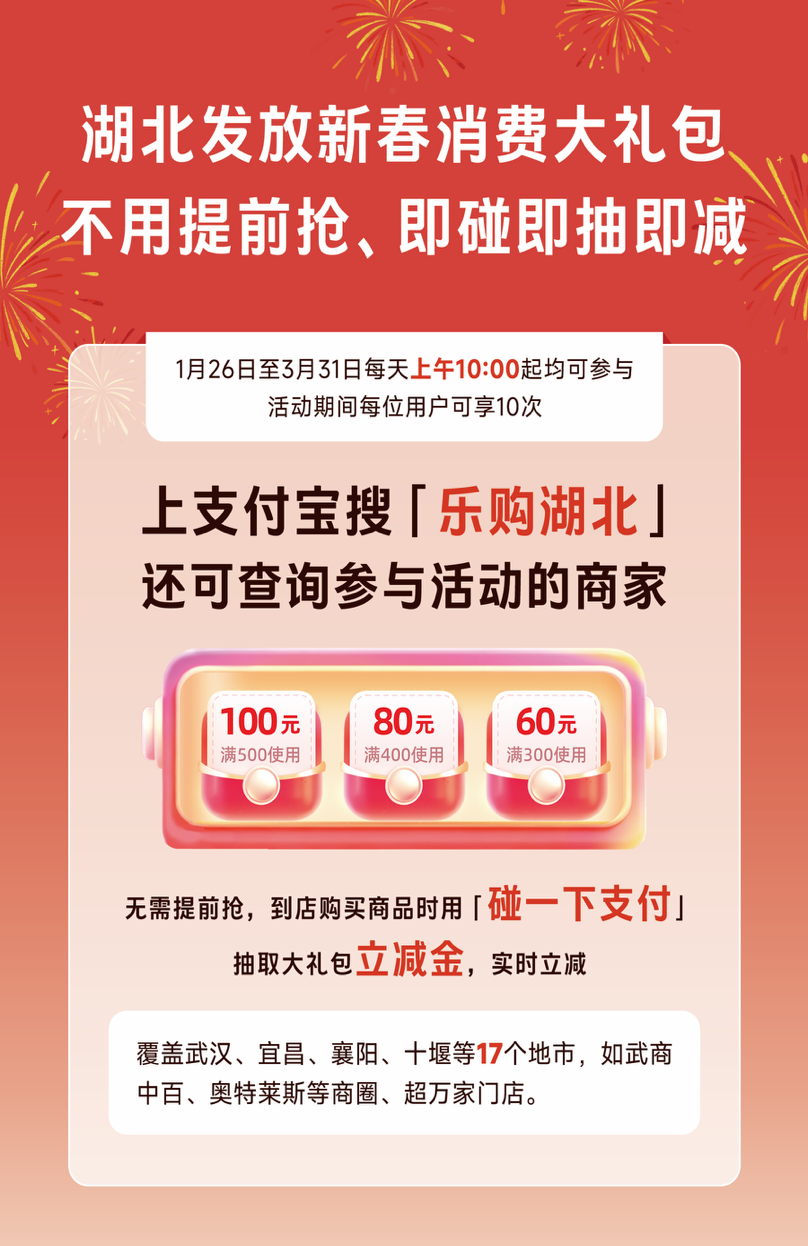 湖北春节消费大礼包升级“即碰即用”，助燃年货消费季