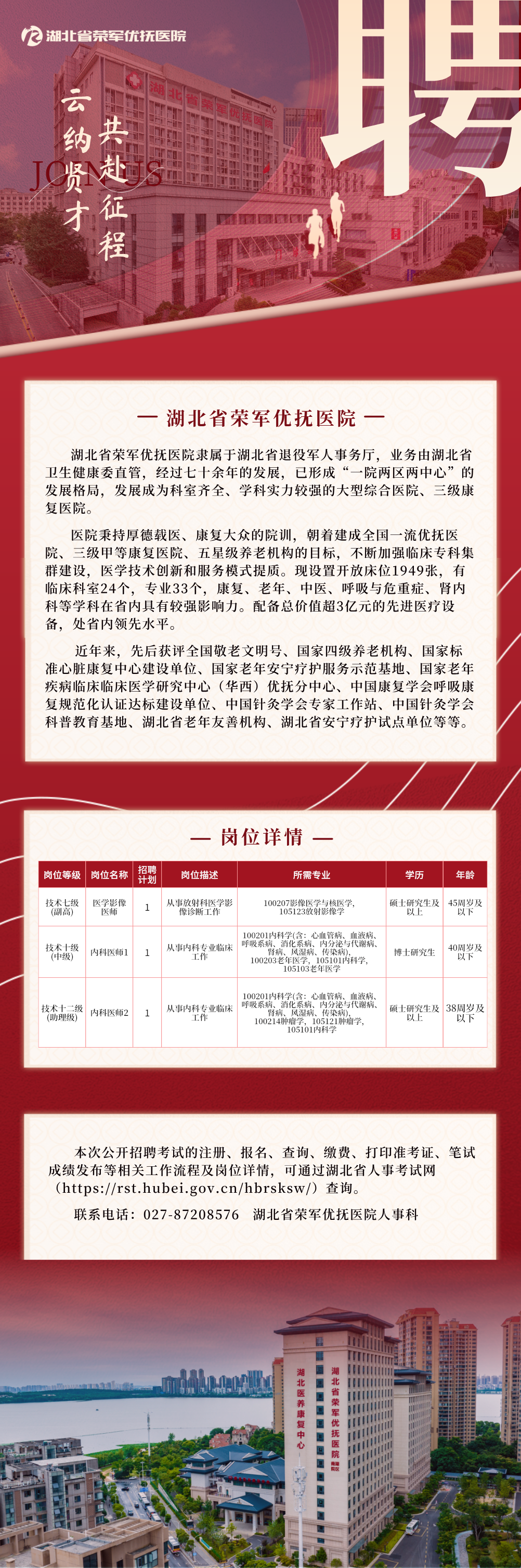 三级康复医院公开招聘！湖北省荣军优抚医院“职”等你来