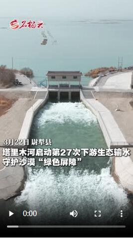  塔里木河启动第27次下游生态输水 守护沙漠“绿色屏障”