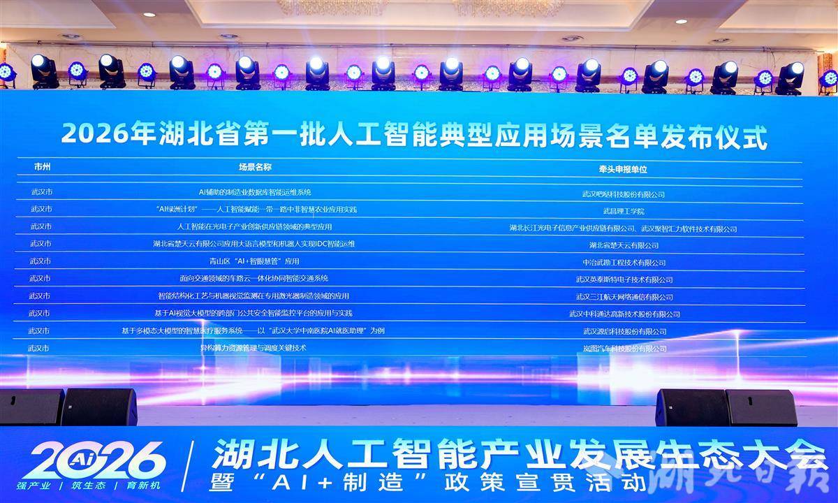137个！2026年湖北省第一批人工智能典型应用场景名单发布