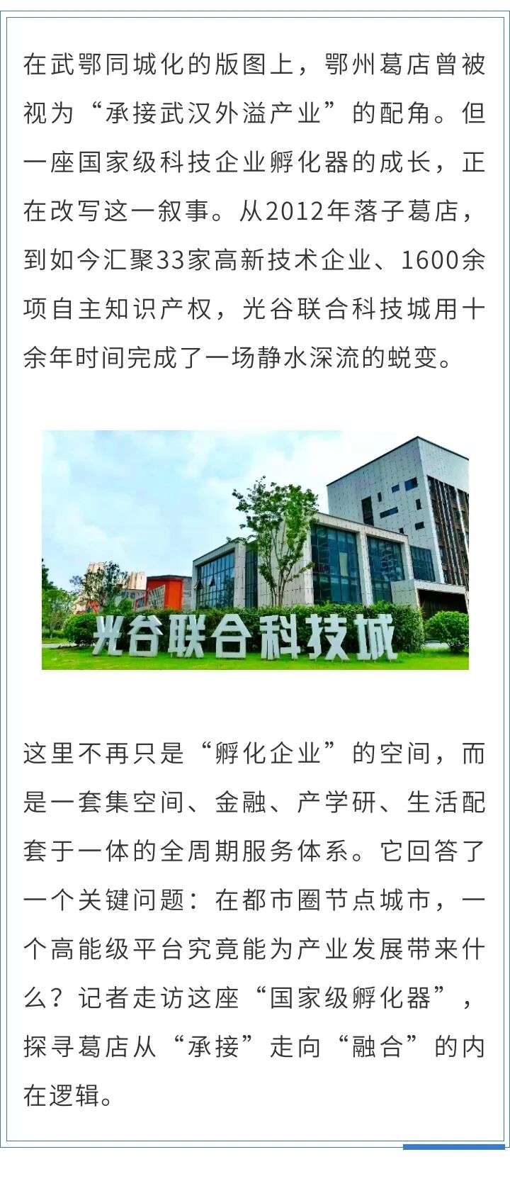  从“外溢承接”到“创新策源”：葛店这座国家级孵化器如何炼成1600项专利？