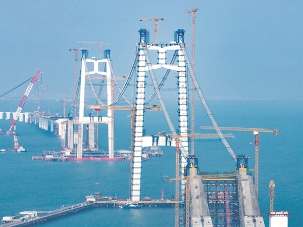 江城建桥“国家队”架起福建首座全离岸式海中悬索桥