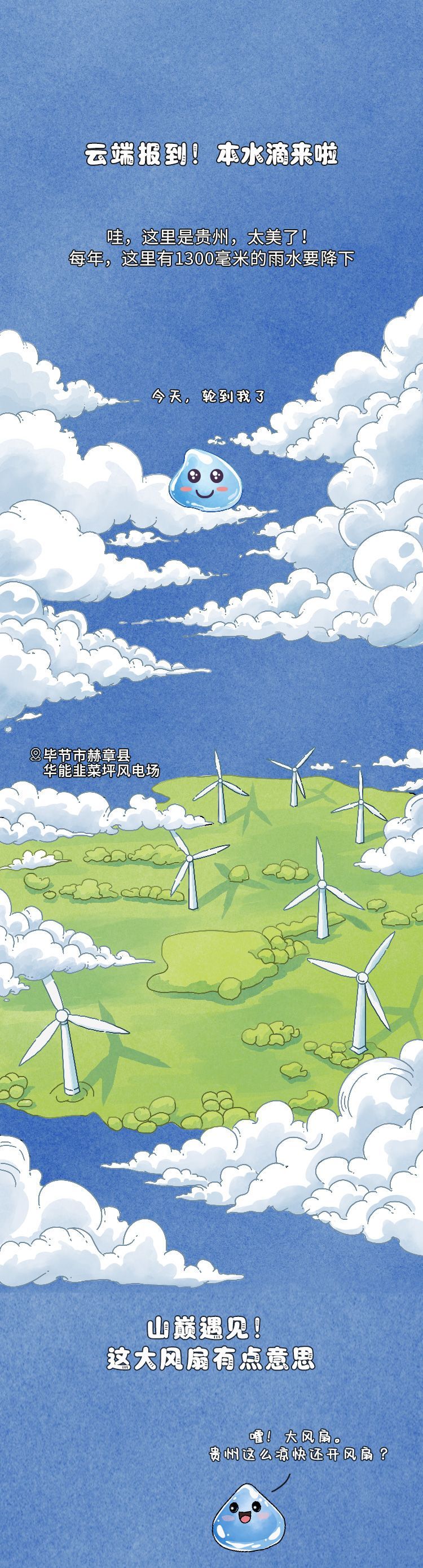  手绘·世界地球日丨一滴水的地球旅程，IP显示在贵州