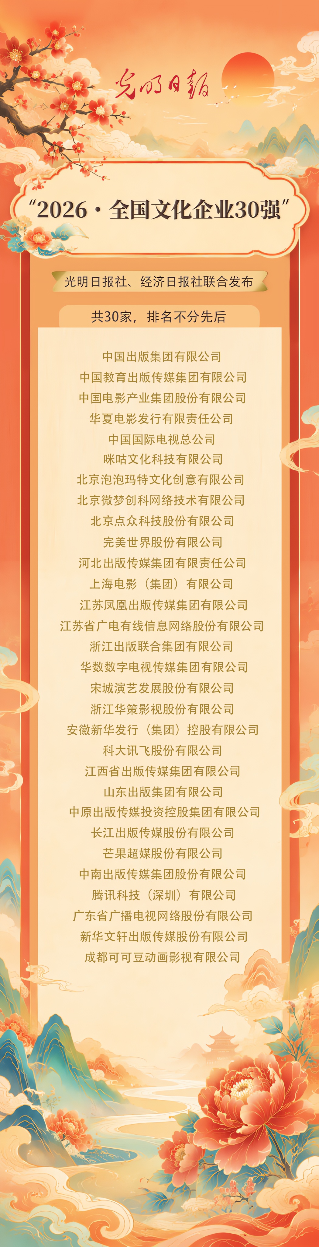 全国文化企业两个30强名单公布 湖北各上榜一家