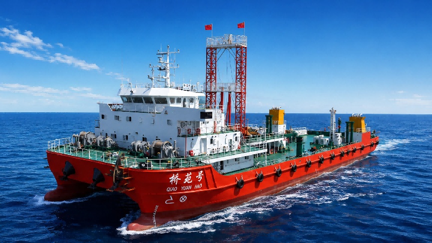 大国重器再添“湖北力量” 国内最大双体海洋工程勘察船“桥苑号”正式下水