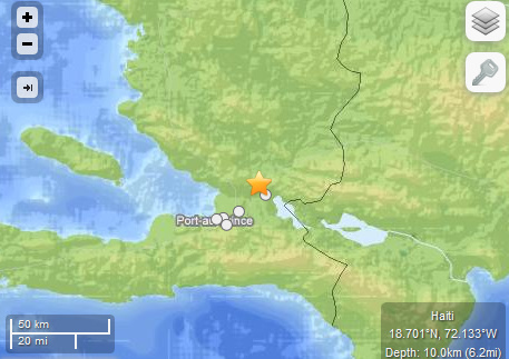 dangdishijia位于太子港东北部27公里处发生3.5级地震