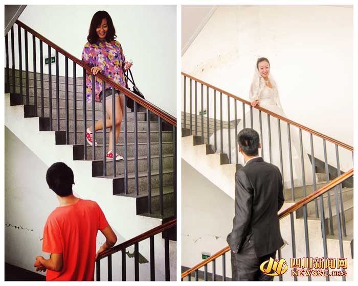 高清组图：西南交大学霸夫妻校园婚拍走红