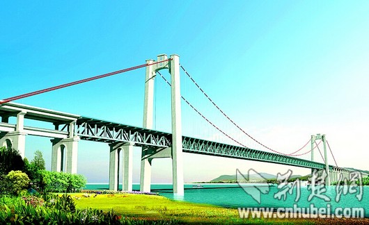 武汉建桥军团建五峰山长江大桥 高铁进入悬索