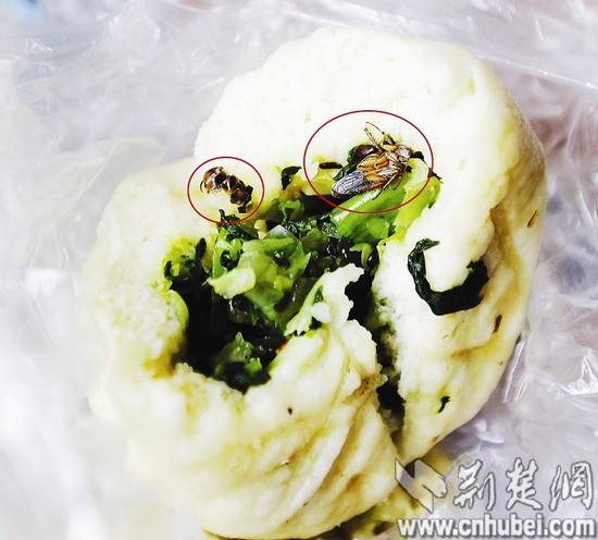 爹爹路边店买包子吃出两截蟑螂 全家人顿时狂