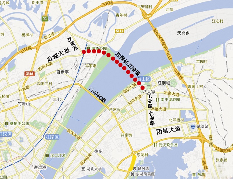 武汉拟建后湖长江隧道 将成江城第三条长江公路隧道