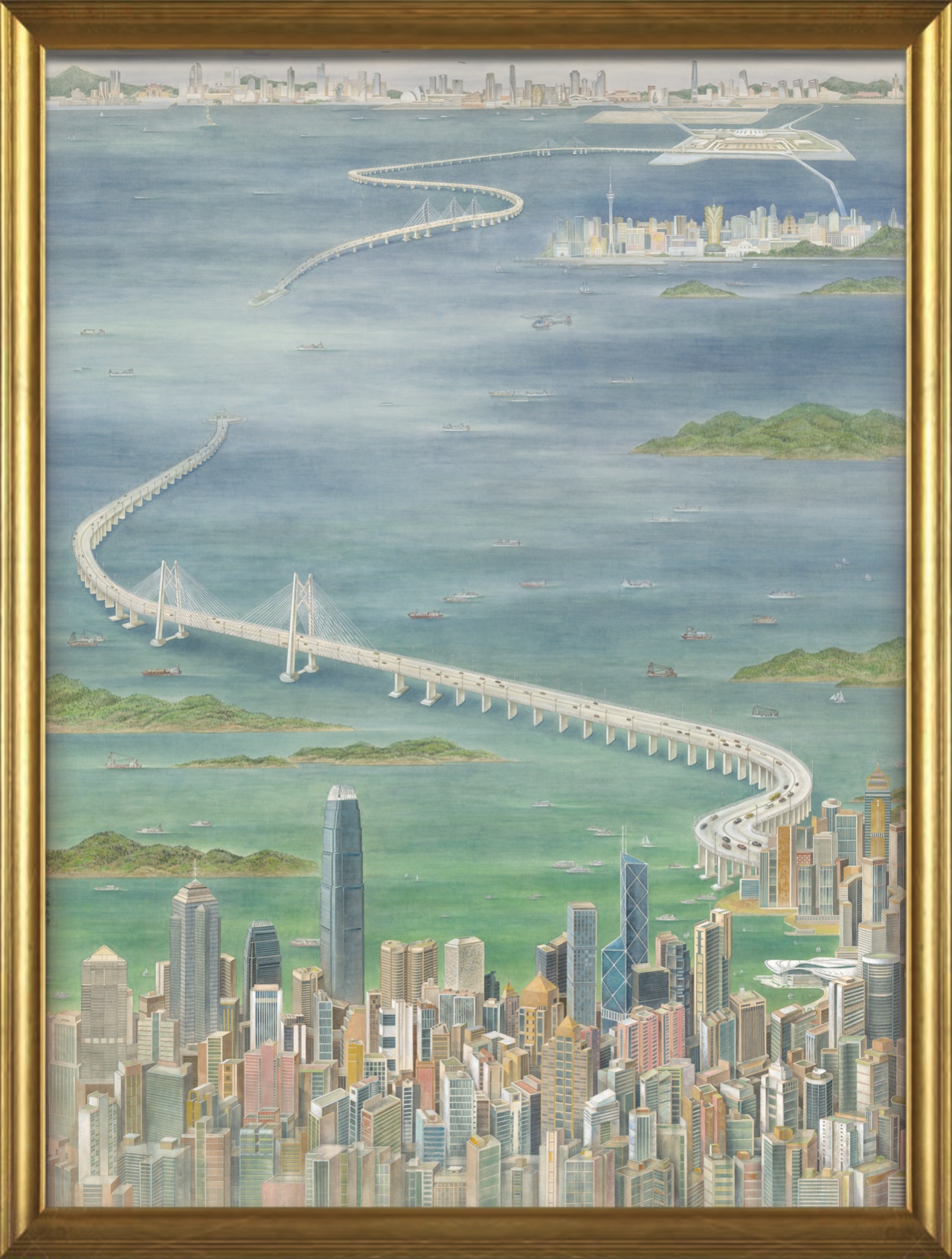 2021年,李翔等三位画家以港珠澳大桥为主题,创作了中国画《龙腾大湾》
