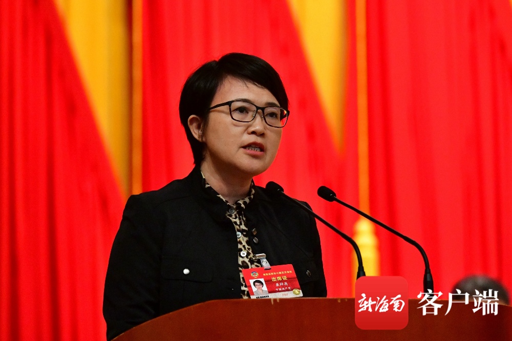 政协委员康拜英发言.