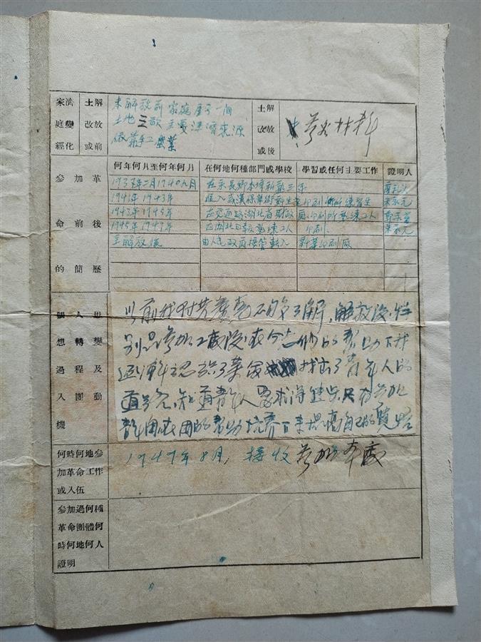 武汉解放后第一批入团志愿书现身是研究武汉共青团组织发展的重要史料