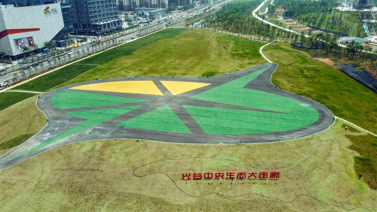 光谷生态大走廊蜿蜒流淌的豹子溪蜿蜒流淌的豹子溪光谷生态大走廊正在