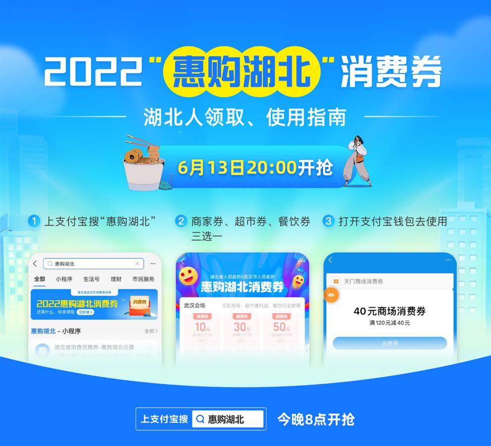 就在今晚支付宝助力2022惠购湖北消费券发放