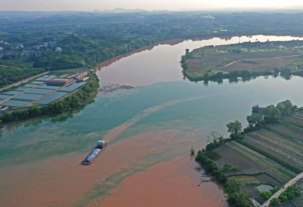航拍左江与右江交汇处