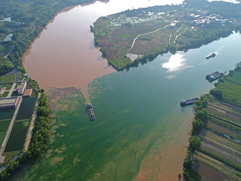 航拍左江与右江交汇处